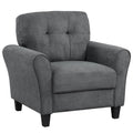 Giantex Modern Mid-Century Accent Chair - Linen Living Room Chair With Tufted Back, 7' Thick Cushion, Max Load 400 Lbs, Upholstered Armchair With Non-Slip Foot Pads, Club Chair For Bedroom, Grey