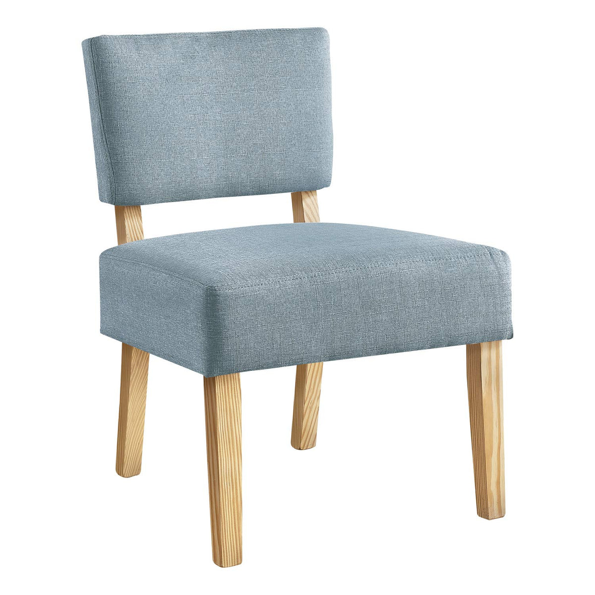 Monarch Specialties 8274, Armless, Living Room, Bedroom, Wood Legs, Blue, Natural, Transitional Accent Chair Light Fabric, 22.75' L x 27.5' W x 31.5' H