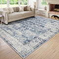 Lahome Blue Area Rug for Living Room 6x9 Machine Washable Area Rugs Living Room Rug,Vintage Distressed Soft Rubber Backing Stain