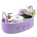 Vesici Storage Basket for Toilet Tank Top Lavender Purple Woven Cotton Rope Bathroom Countertop Toilet Paper Basket with Handle 