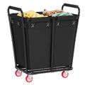 Hoctieon 2 Section Laundry Sorter Cart, 300L Rolling Hamper with Wheels, Industrial Laundry Basket Organizer, Large Dirty Clothe
