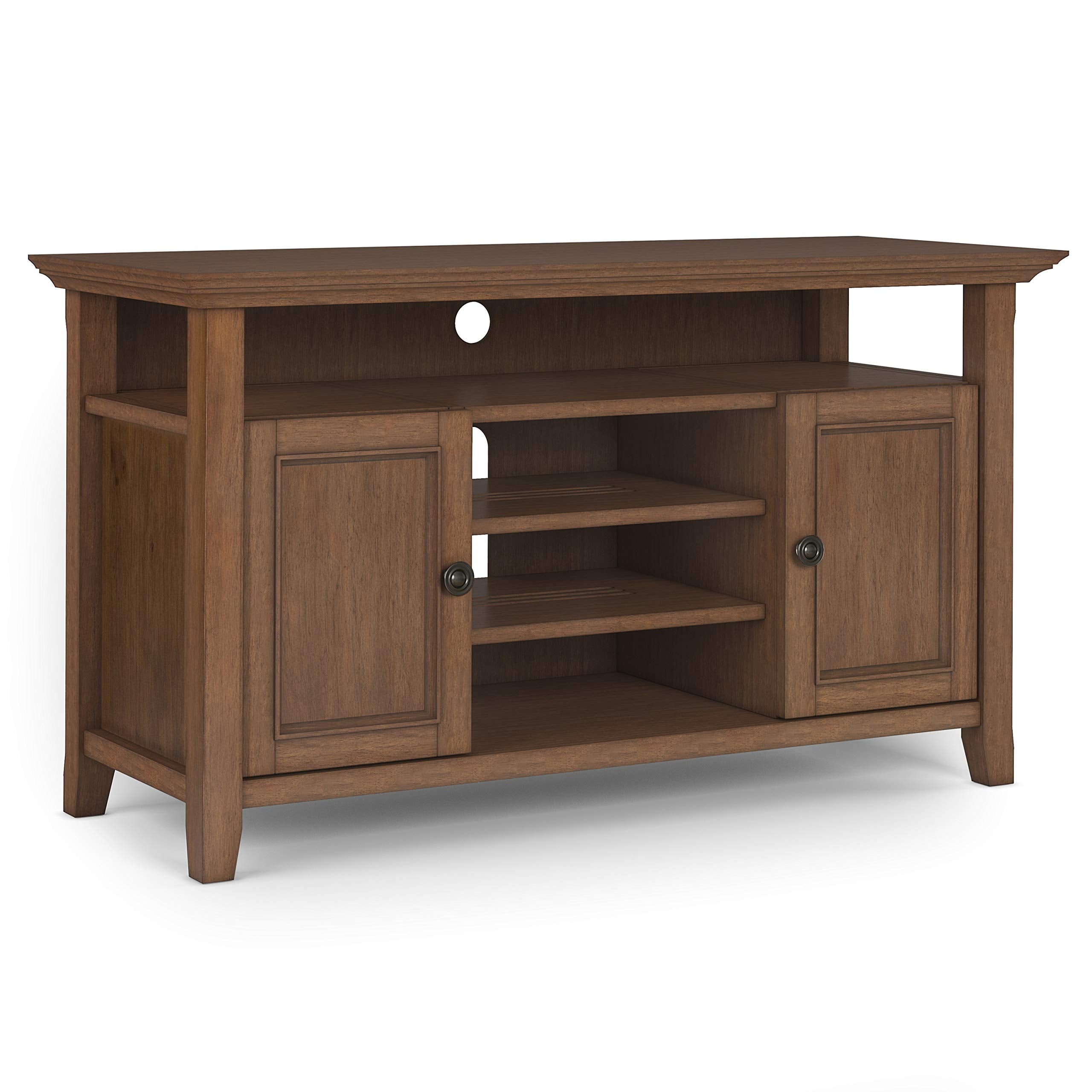 SIMPLIHOME Amherst 54-inch Wide Solid Wood TV Stand in Rustic Natural Aged Brown, Transitional-Style Media Console for Living Ro