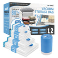 Vacuum Storage Bags with Electric Pump, 12 Pack (2 Jumbo/2 Large/4 Medium/4 Small) Vacuum Seal Space Saver Bags for Clothing, Pi