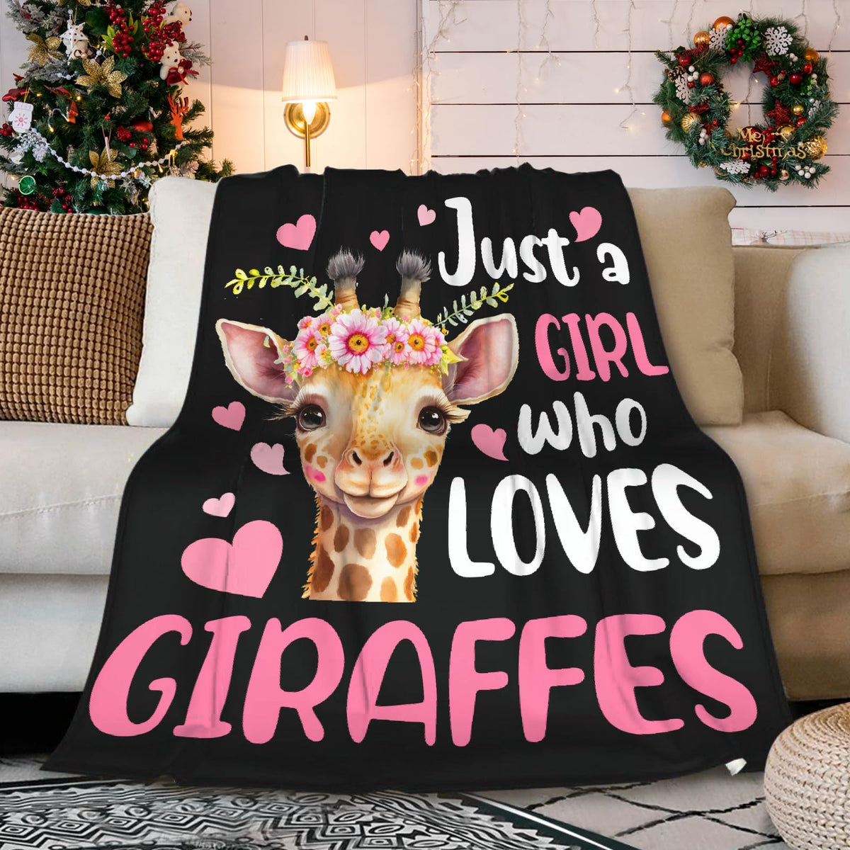 Mokukenren Just A Girl Who Loves Giraffes Blanket Lightweight Cozy Flannel Fleece Throw Blanket Best Gift Home Decor For Bed Cou
