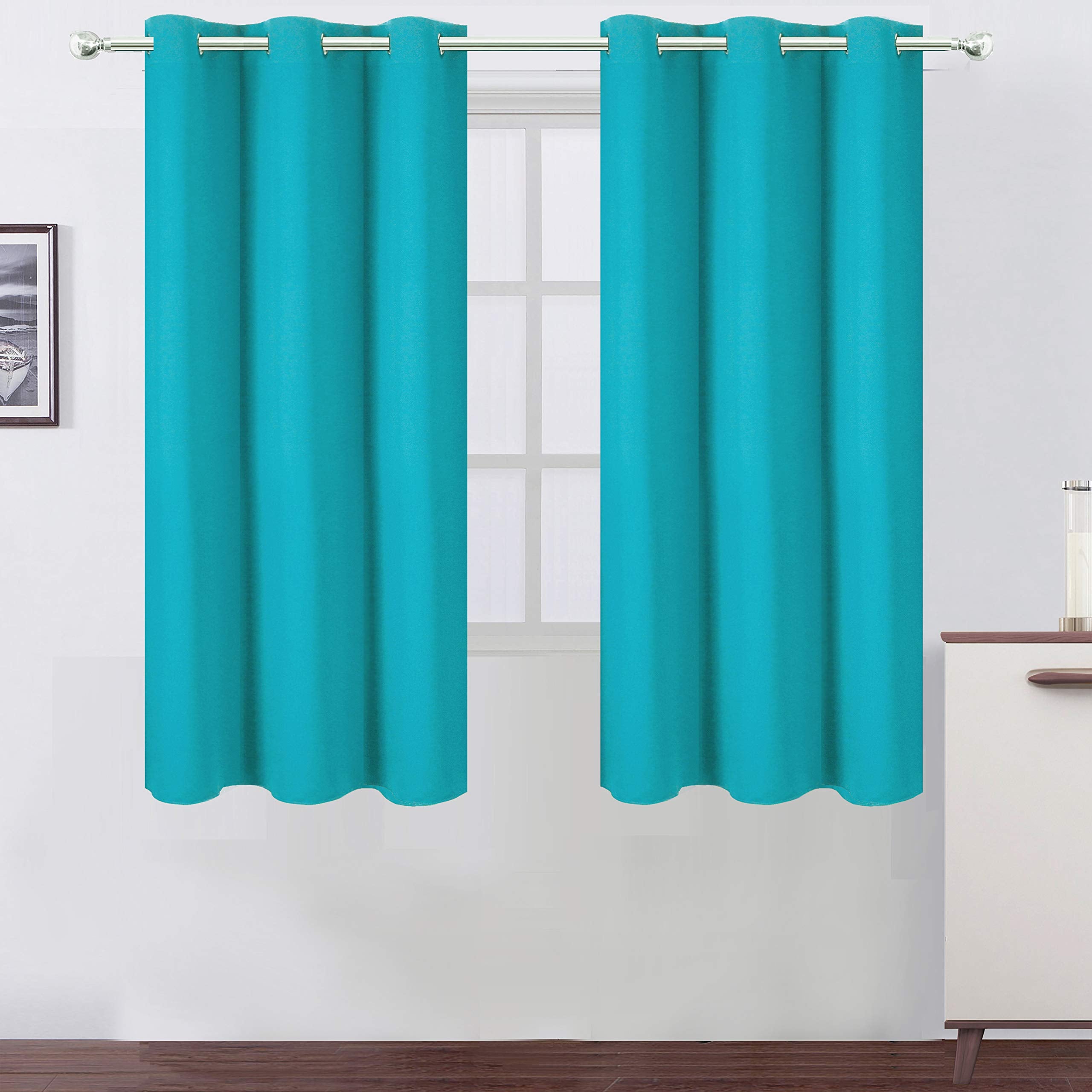 Lemomo Turquoise/Teal Blackout Curtains/38 X 54 Inch/Set Of Two Panels Grommet Living Room Curtains