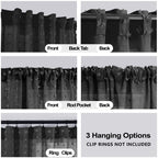 Koufall Black Curtains For Window Bedroom 63 Inch Length 2 Panels Set Lace Pom Pom Back Tab Rod Pocket Modern Chic Semi Sheer Black Curtains For Living Room Dining Room