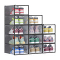SONGMICS Stackable Shoe Boxes, Set of 12 Plastic Shoe Organizers with Door, Transparent, Easy Assembly, 9.1 x 13.1 x 5.6 Inches,
