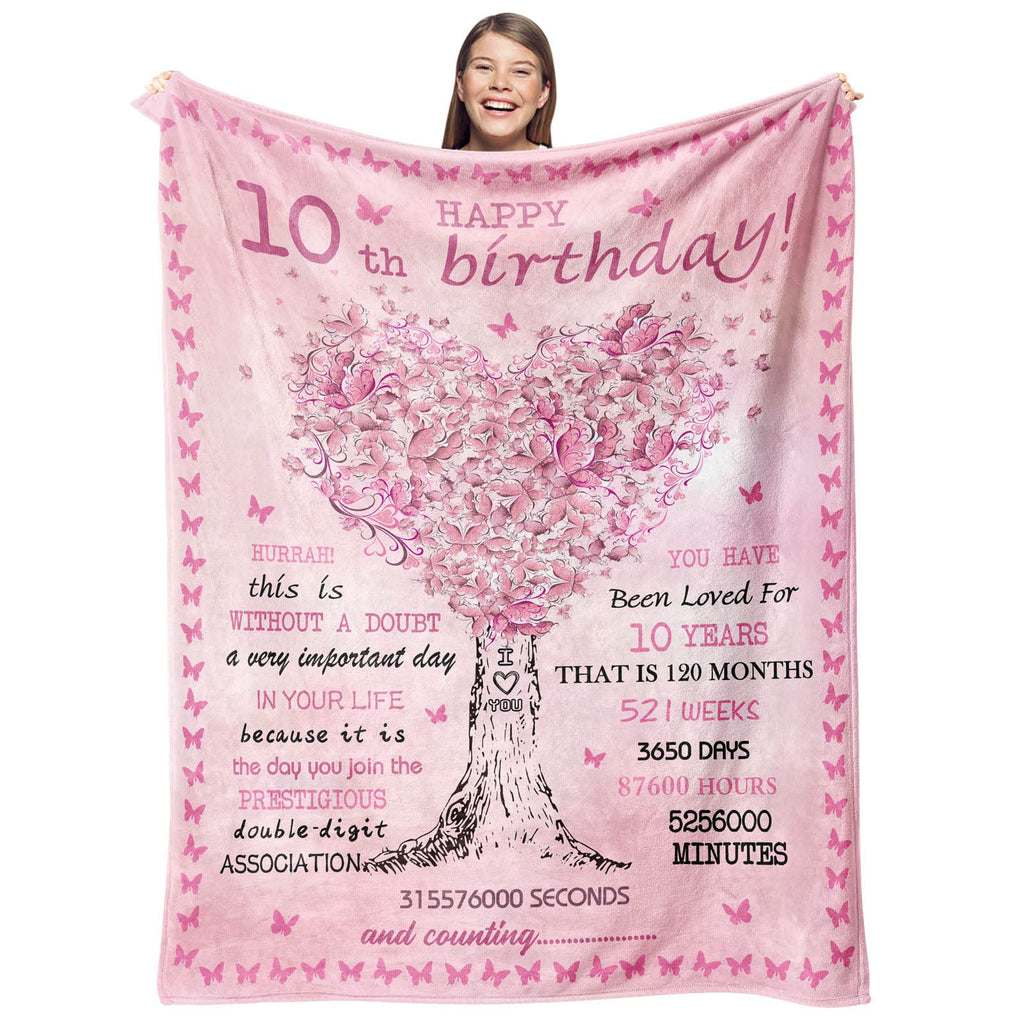 Gevuto 10 Year Old Girl Birthday Gifts Blankets,10Th Birthday Decorations For Girl Throw 50'X60', Best Gifts For 10 Year Old G