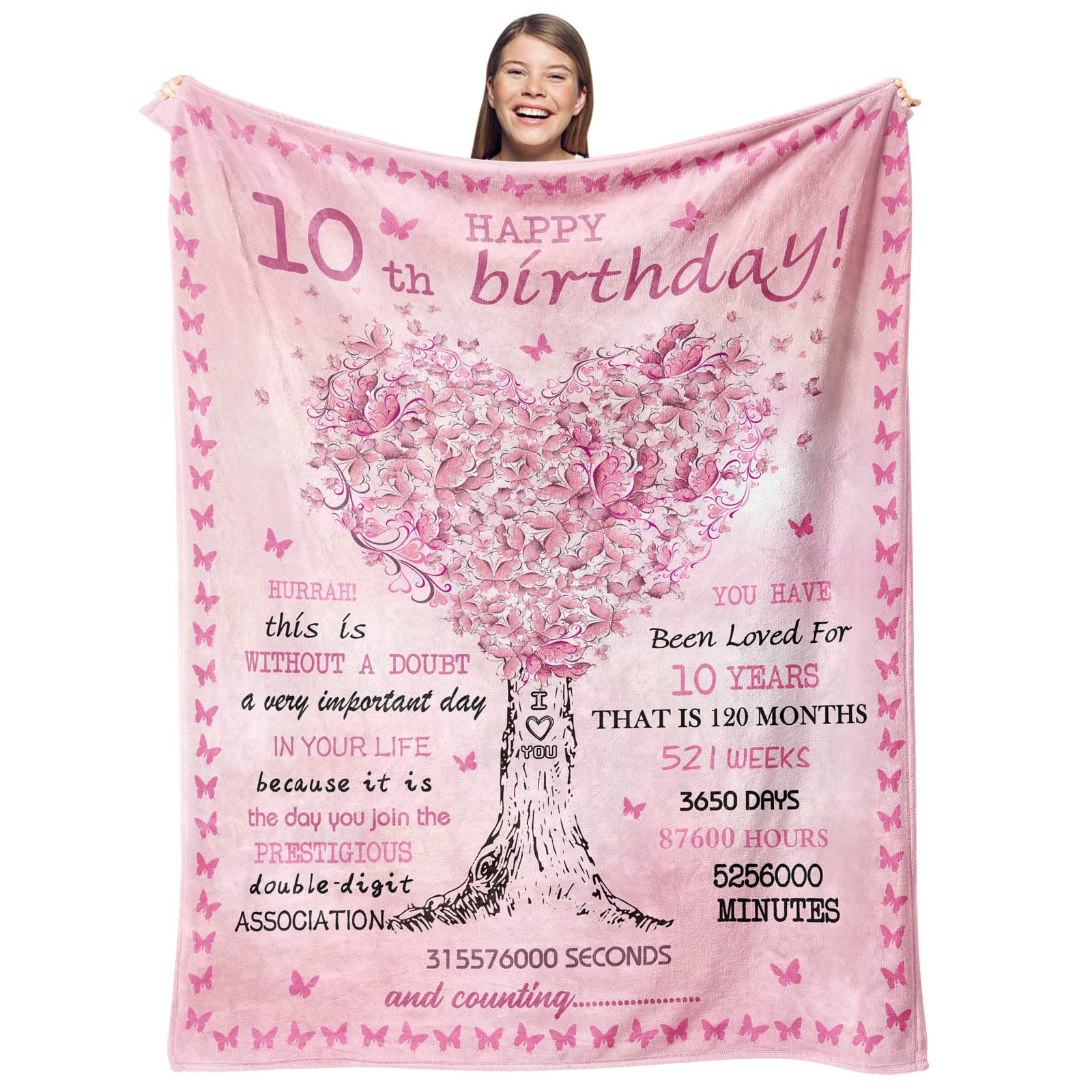 Gevuto 10 Year Old Girl Birthday Gifts Blankets,10Th Birthday Decorations For Girl Throw 50'X60', Best Gifts For 10 Year Old G