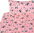 J-Pinno Pink Panda Bamboo Cute Twin Bed Sheet Set For Kids Girls Boys Children,100% Cotton, Flat Sheet + Fitted Sheet + Pillowca