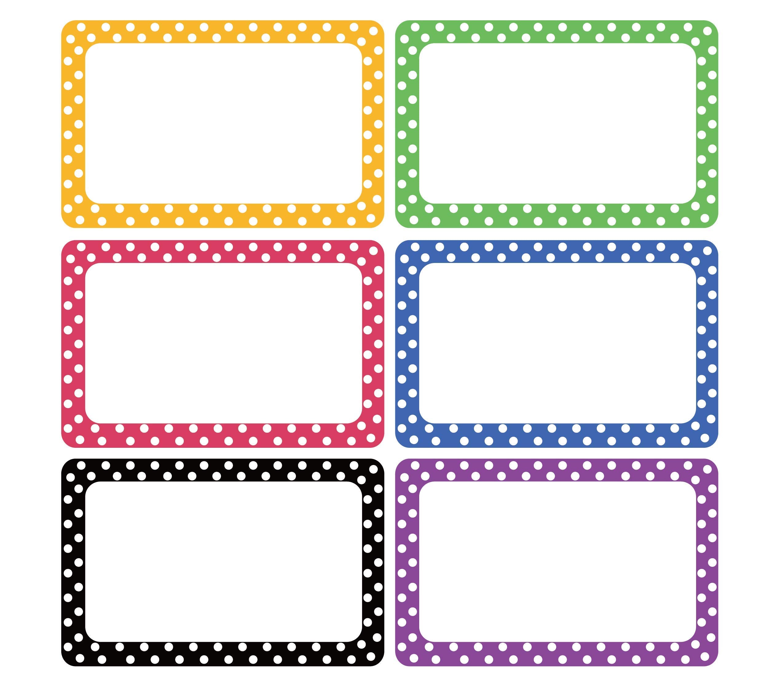 Cualfec 300 Cute Dot Name Tag Stickers Colorful Border Name Labels For School, Office, Home Can Be Used On Clothes, Storage Boxe