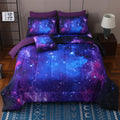 Jqinhome Queen Galaxy Purple Comforter Sets Blanket,6 Piece Bed In A Bag 3D Outer Space Themed Bedding, All-Season Reversible Qu