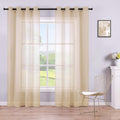 Koufall Beige Grommet Faux Linen Sheer Curtains 52X90 Inch Length