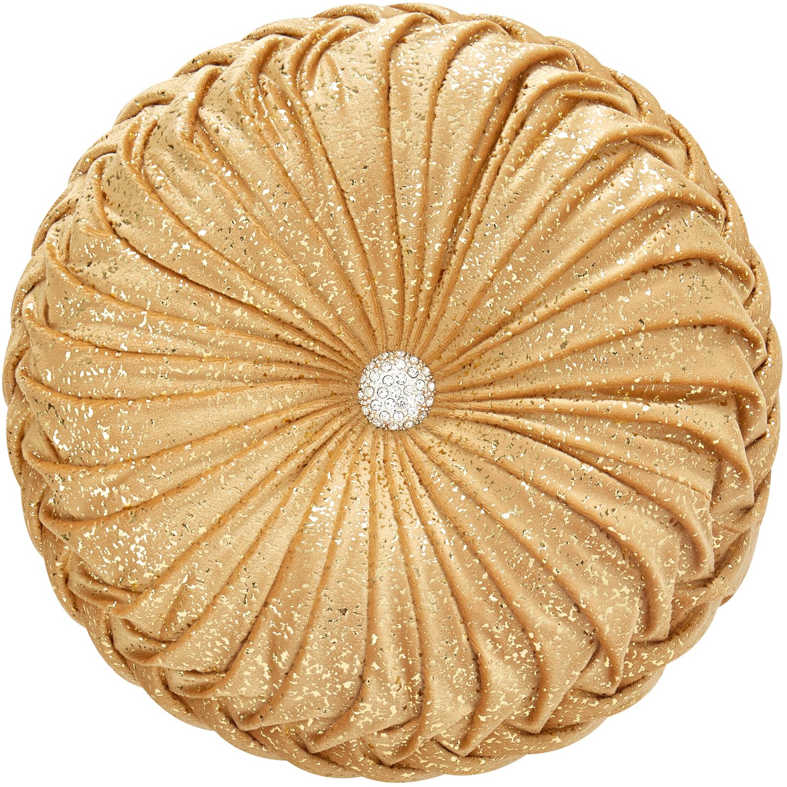 Eucior Round Throw Pillows,Golden Throw Pillows,Soft Spandex Velvet Fabric,Pumpkin Pleated Handmade Gold Round Velvet Decorative