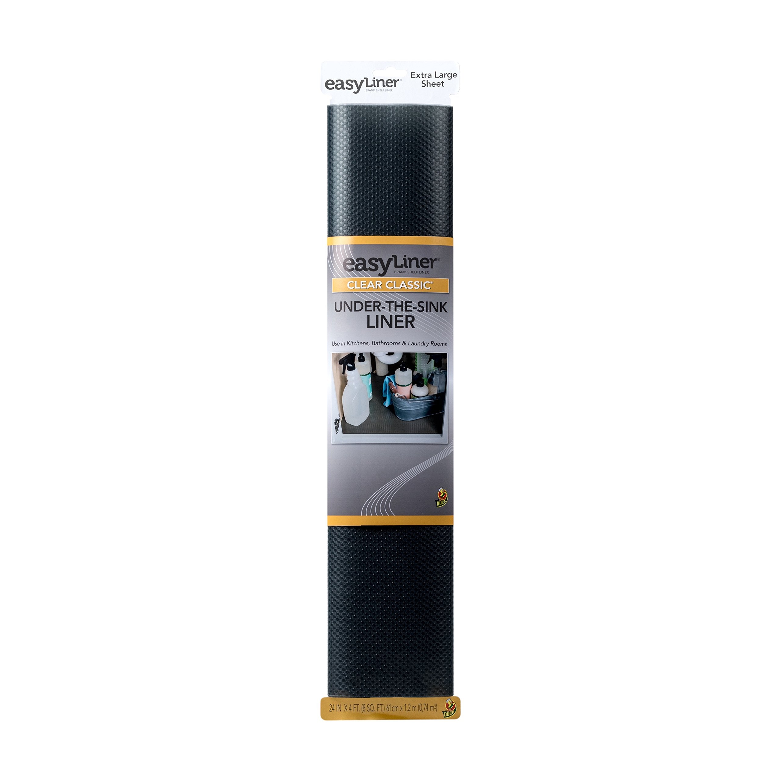 EasyLiner Clear Classic Under Sink Shelf Liner - Durable Non Adhesive - Easy to Install & Clean Kitchen Liner Mat - Indoor & Out