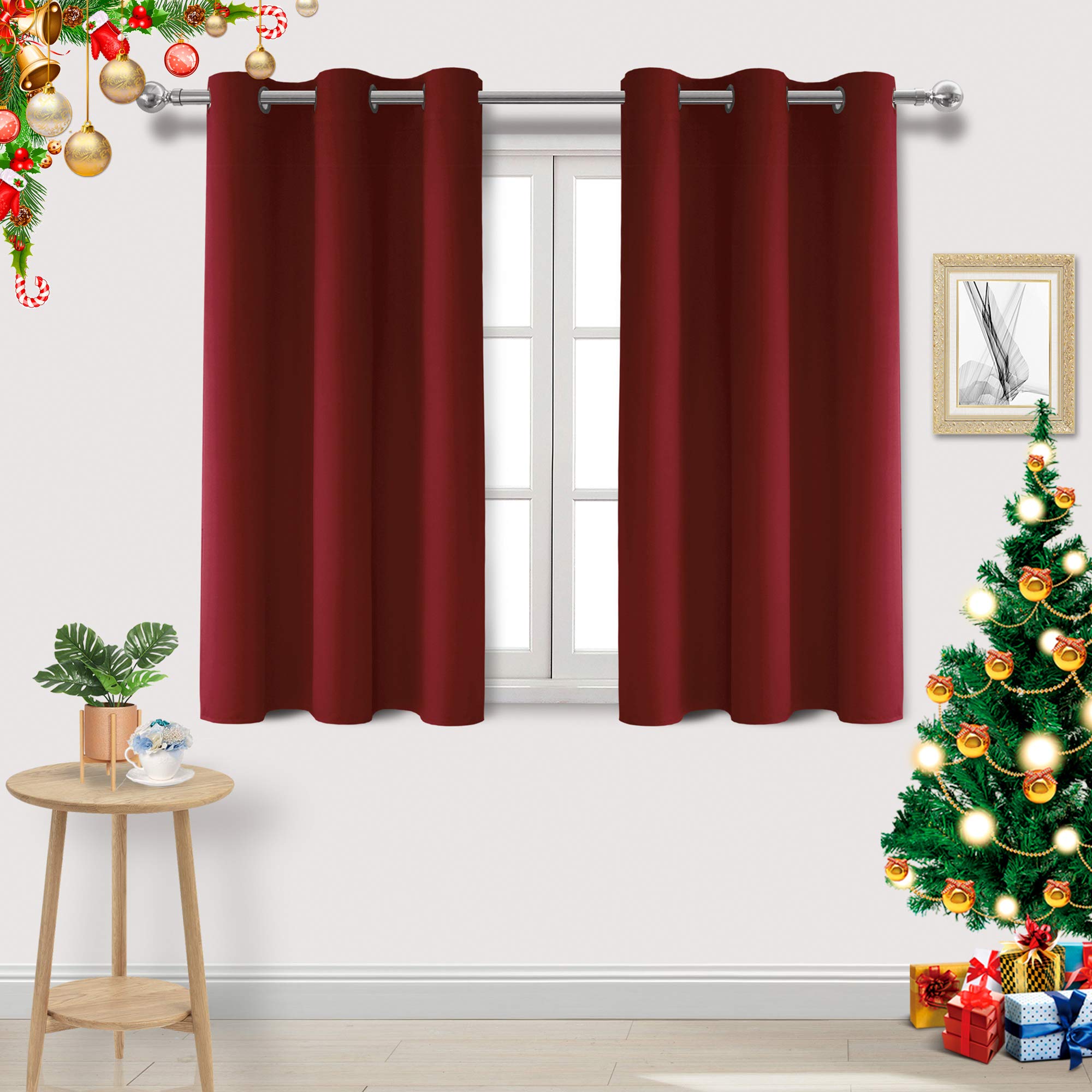 Dwcn Blackout Curtains For Bedroom, Short Curtains For Small Window, Thermal Solid Room Darkening Curtains For Living Room - Bur