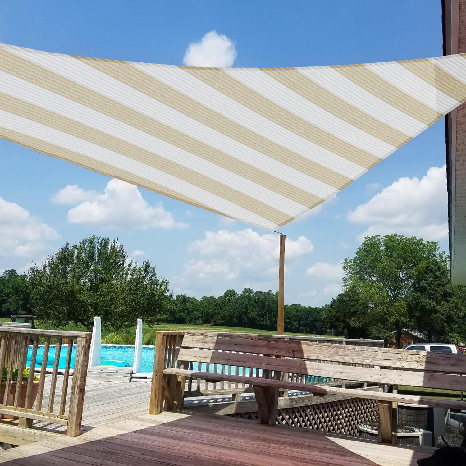 Windscreen4Less 5' X 5' X 5' Sun Shade Sail Triangle Outdoor Canopy Cover Uv Block For Backyard Porch Pergola Deck Garden Patio