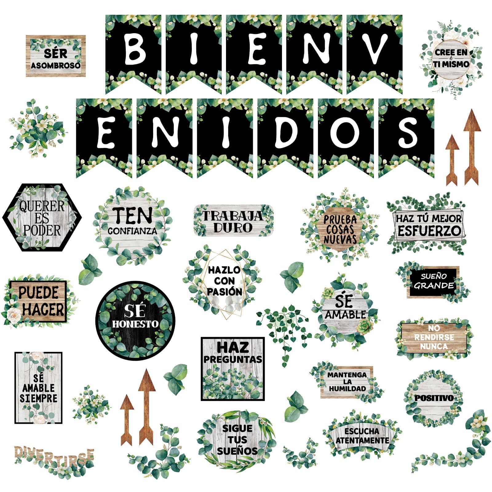 Spanish Eucalyptus Classroom Bulletin Board Set Motivational Classroom Decor For Teachers Growth Mindset Positive Sayings Accent