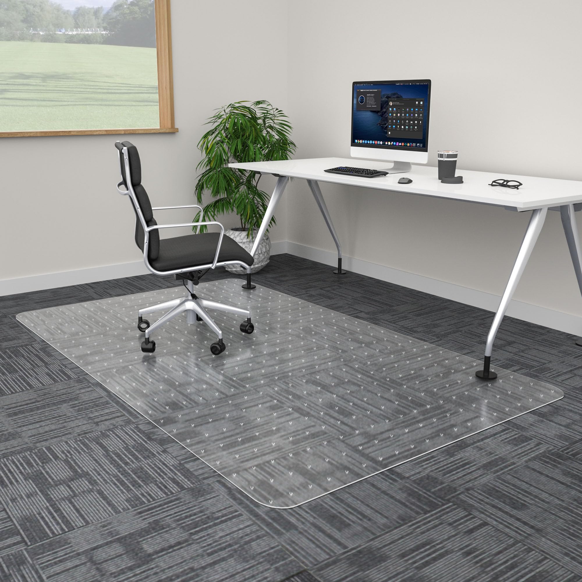 100Pointone Extra Large Office Chair Mat For Carpet, 46' X 96' Clear Desk Chair Mat For Low Pile Carpeted Floors- Easy Glide P