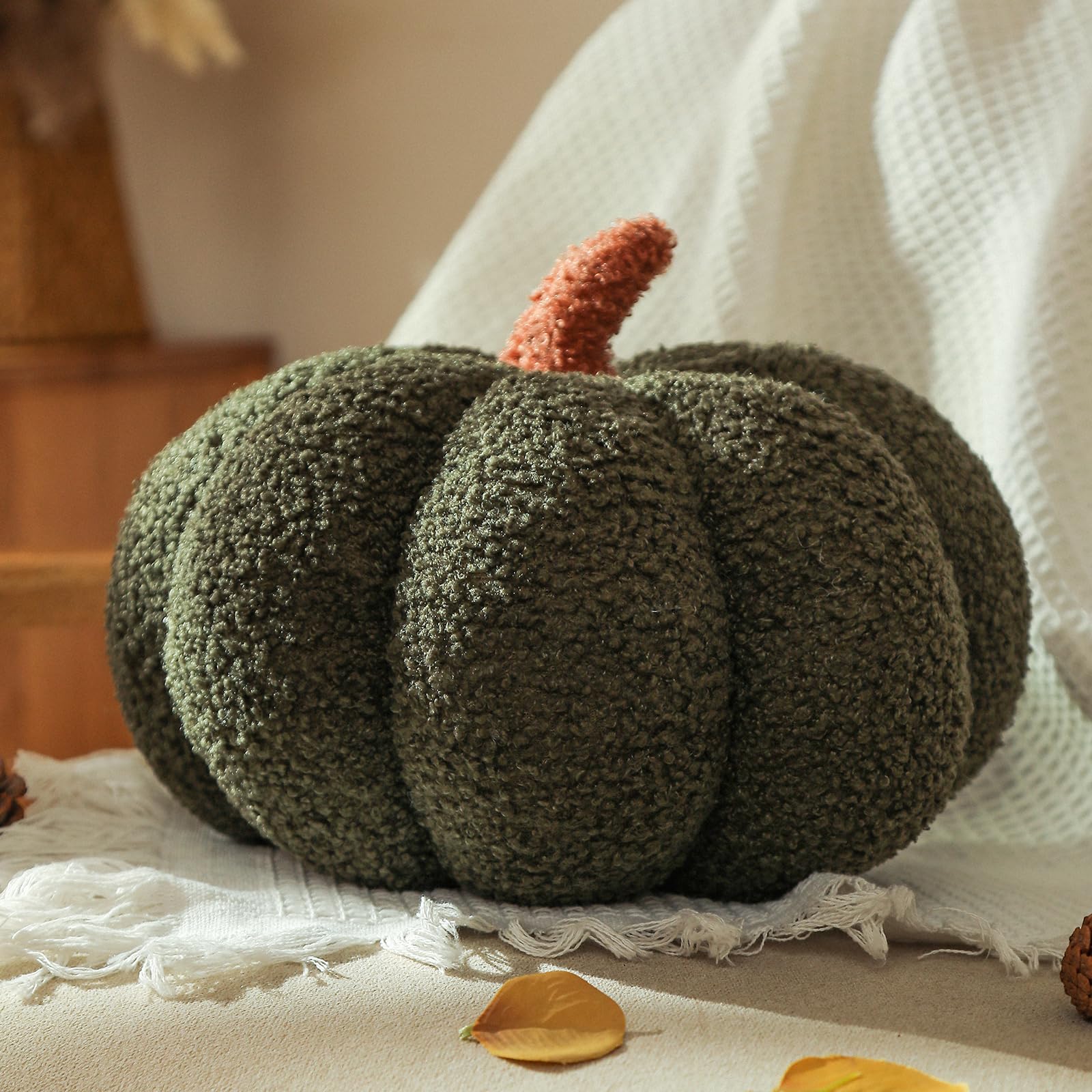 YRXRUS Halloween Pumpkin Pillows, Green Pumpkin Shaped Throw Pillows Gifts, Fall Room Decoration, Small Cute Halloween Pillow, T