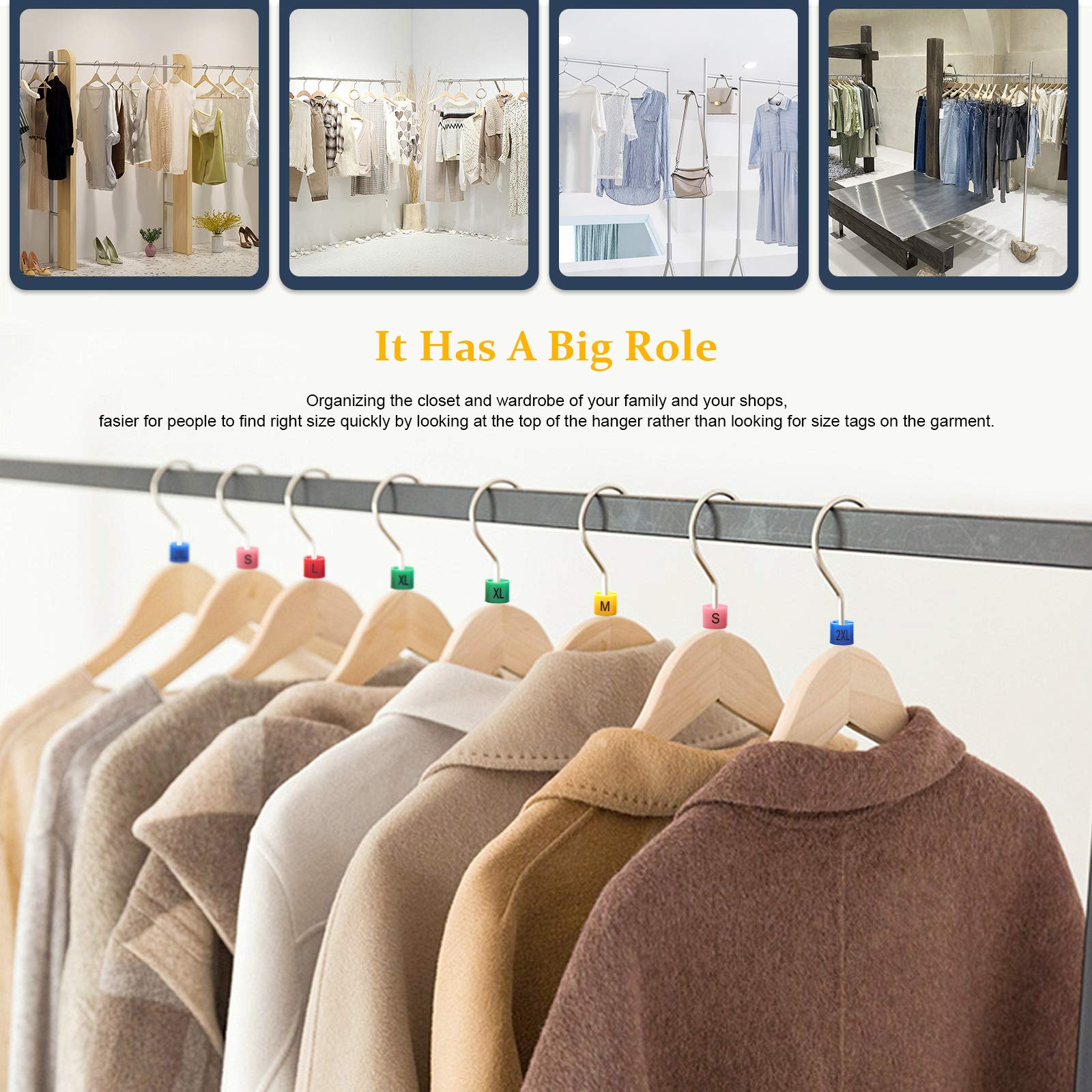 Hilitchi 540-Pcs [Xxs - 4Xl] Clothes Hanger Size Color-Coding Garment Size Markers Assortment Kit - 9 Size - With Storage Box