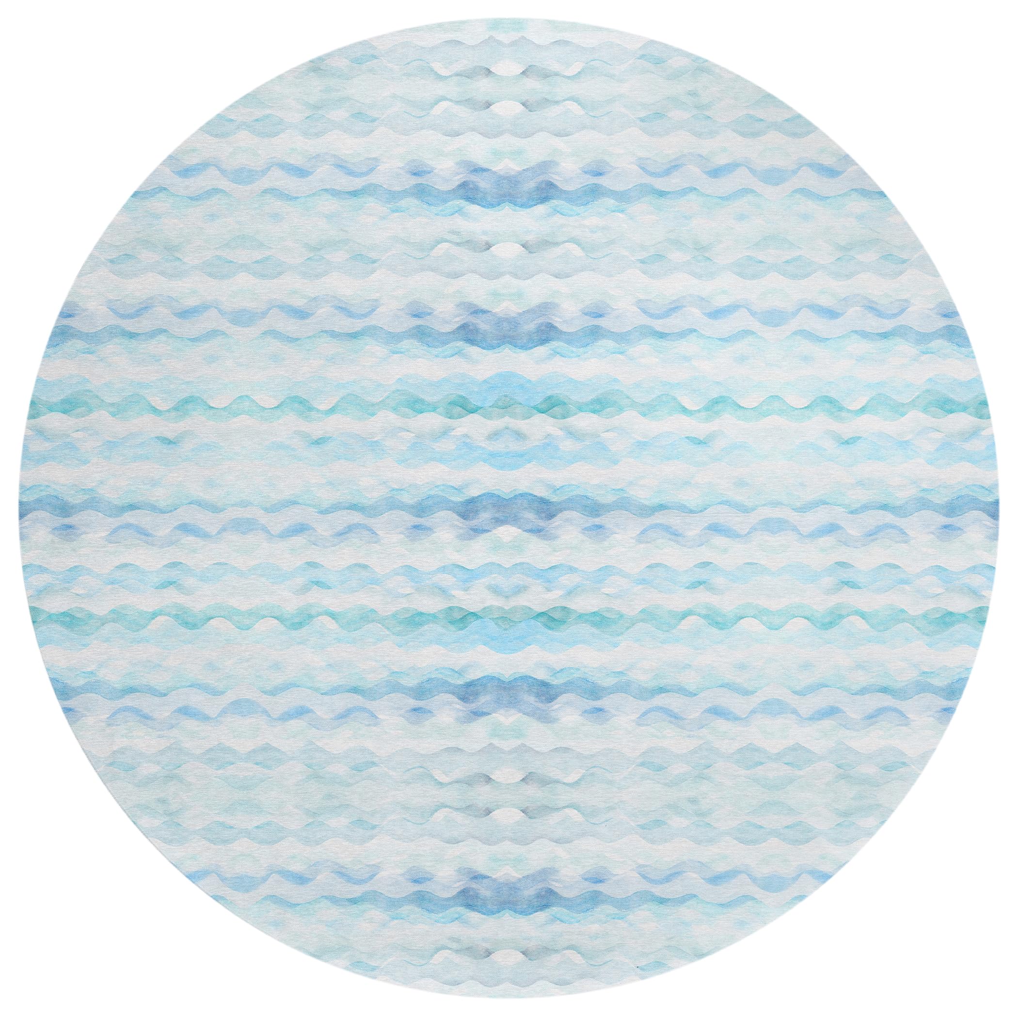 Addison Rugs Surfside Asr46 Blue 8' X 8' Indoor Outdoor Round Rug, Easy Clean, Machine Washable, Non Shedding, Bedroom, Living Room, Dining Room, Kitchen, Patio Rug