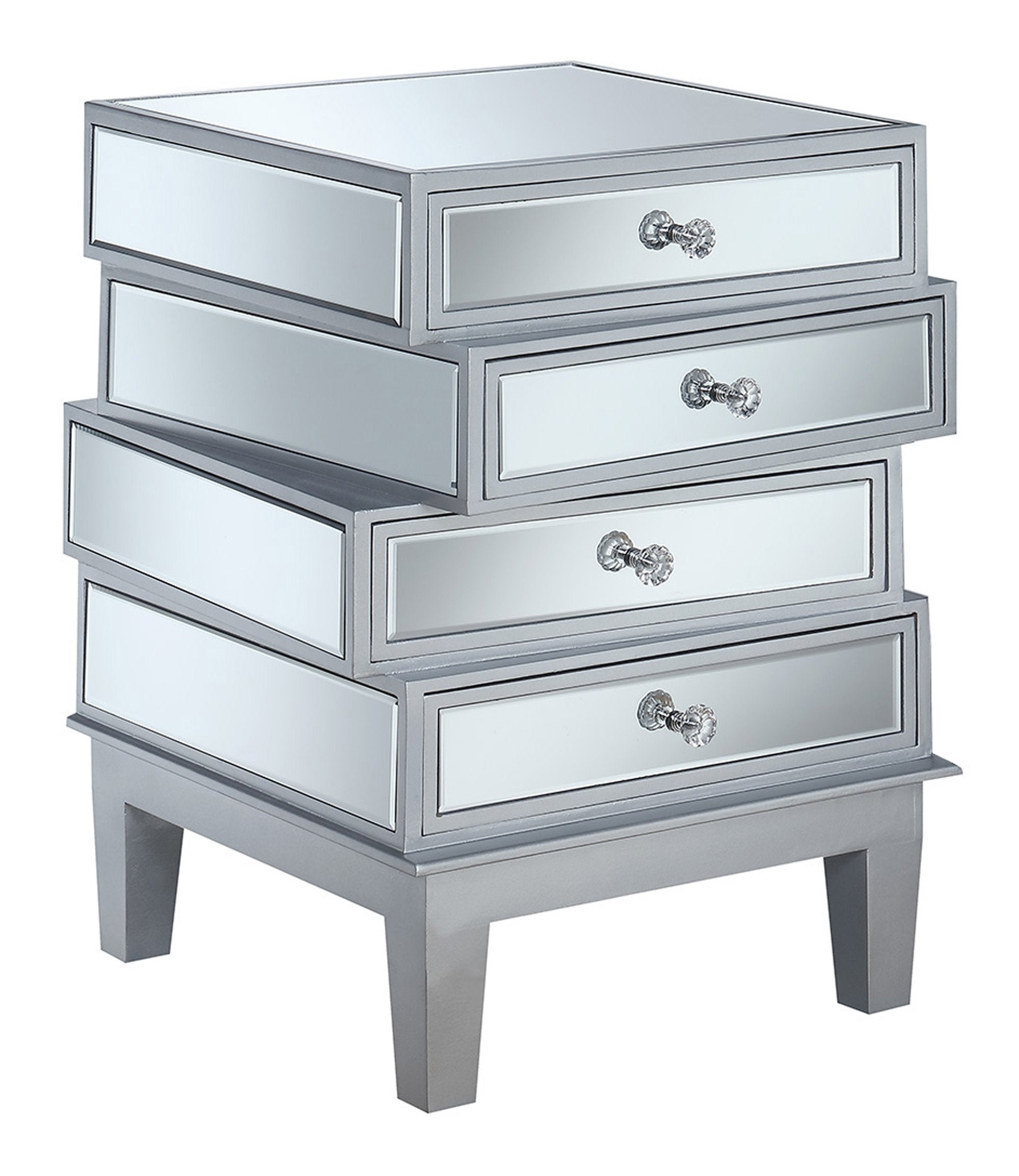 Convenience Concepts Gold Coast J Daniels End Table, Silver/Mirror