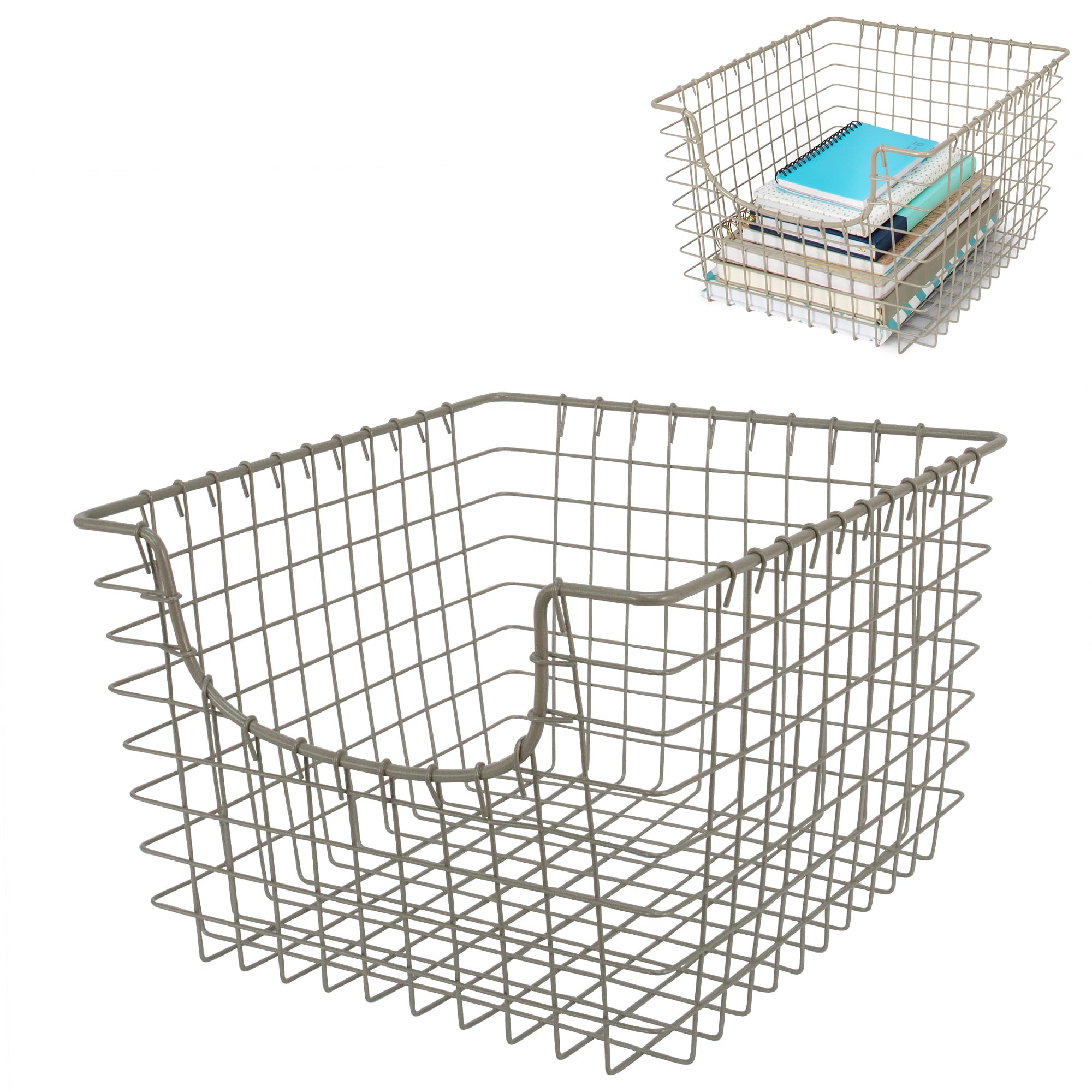 Spectrum Diversified 98977 Scoop Wire Basket, Vintage-Inspired Steel Storage Solution for Kitchen, Pantry, Closet, Bathroom, Cra
