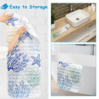 Topotdor Nautical Coastal Bathtub Mat Non Slip For Shower Tub, 40 X 16 Inch Extra Long Bath Mat For Elderly & Kids, Machine Wash