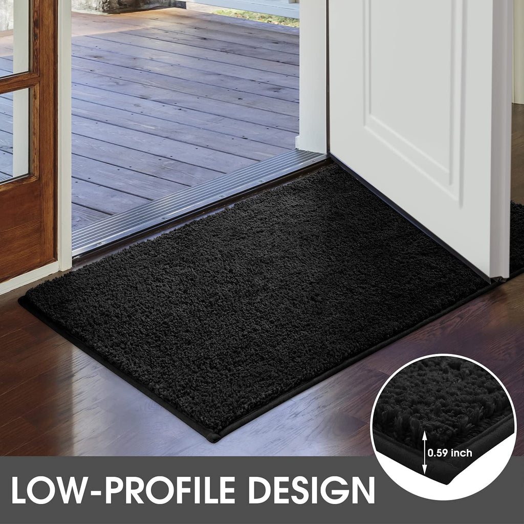 Homeideas Door Mats Indoor, 17'X29' Super Absorbent Non Slip Rugs For Entryway, Front Back Welcome Doormat Dirt Trapper (Black