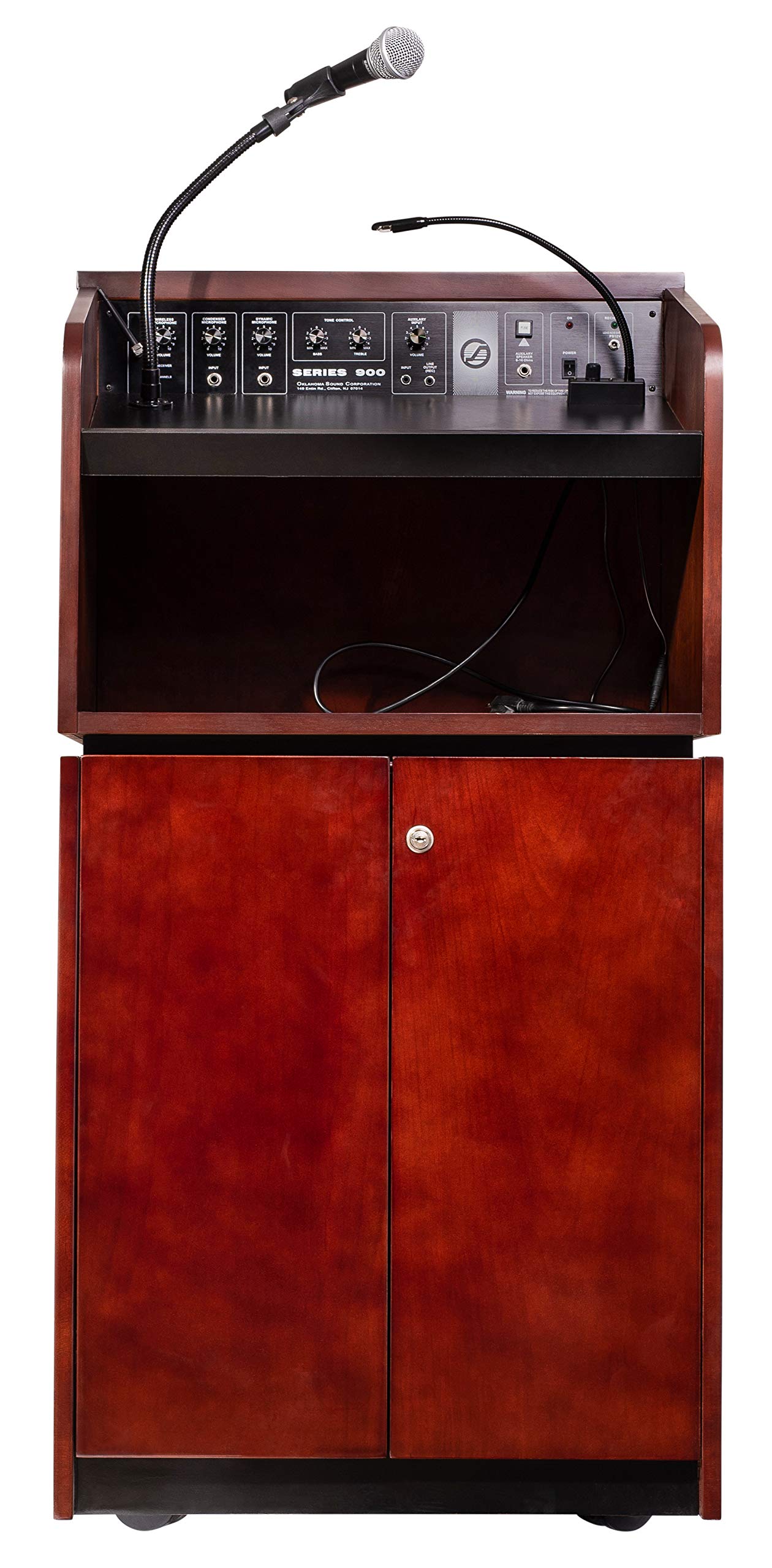 Oklahoma Sound 950/901-My/Wt Veneer Sound Lectern With Base, Mahogany/Walnut