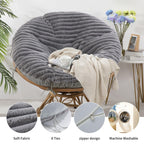 Hombys Fluffy Shaggy Cover For Papasan Chair Cushion, Plush Faux Fur Slipcover Only,(Without Cushion) Removable Soft Papasan Cus