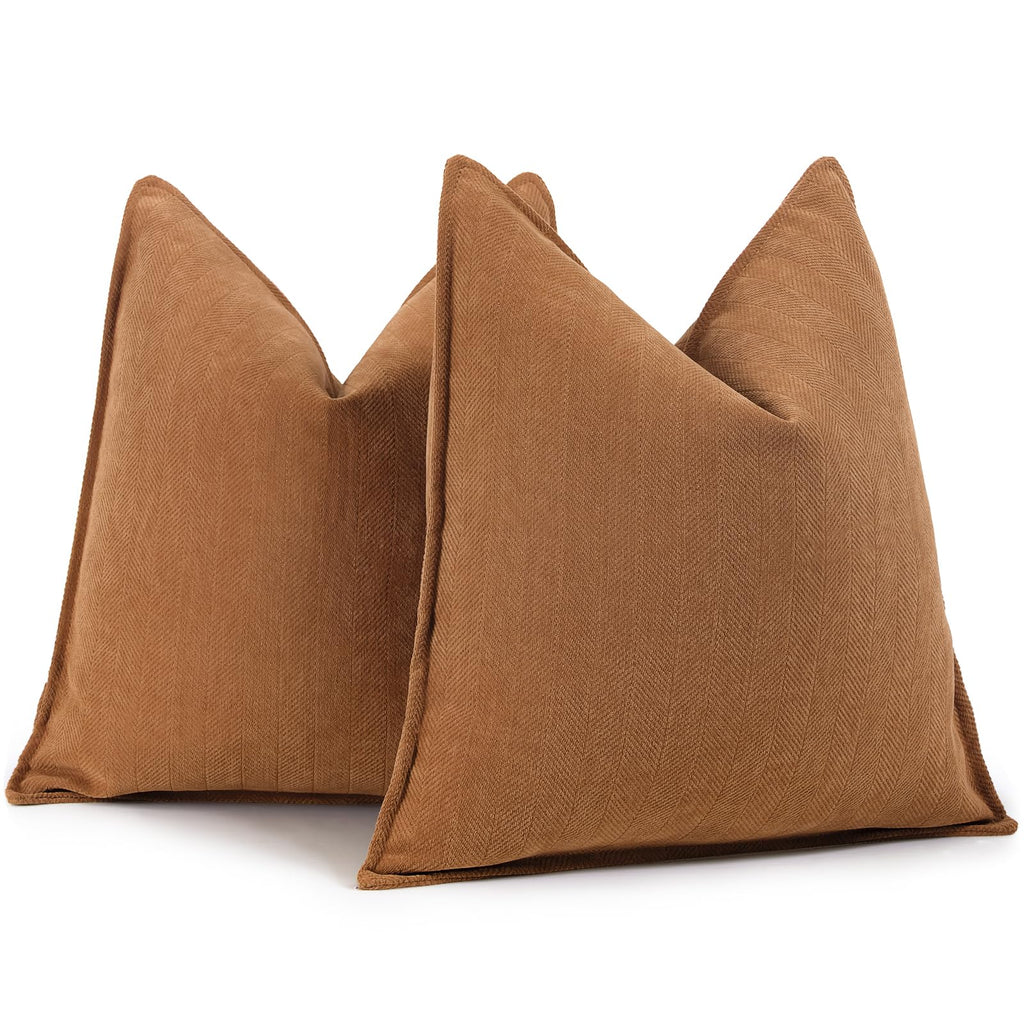 Zwjd Orange Pillow Covers 16X16 Set Of 2 Chenille Pillow Covers With Elegant Design Soft And Luxurious Decorative Throw Pillows