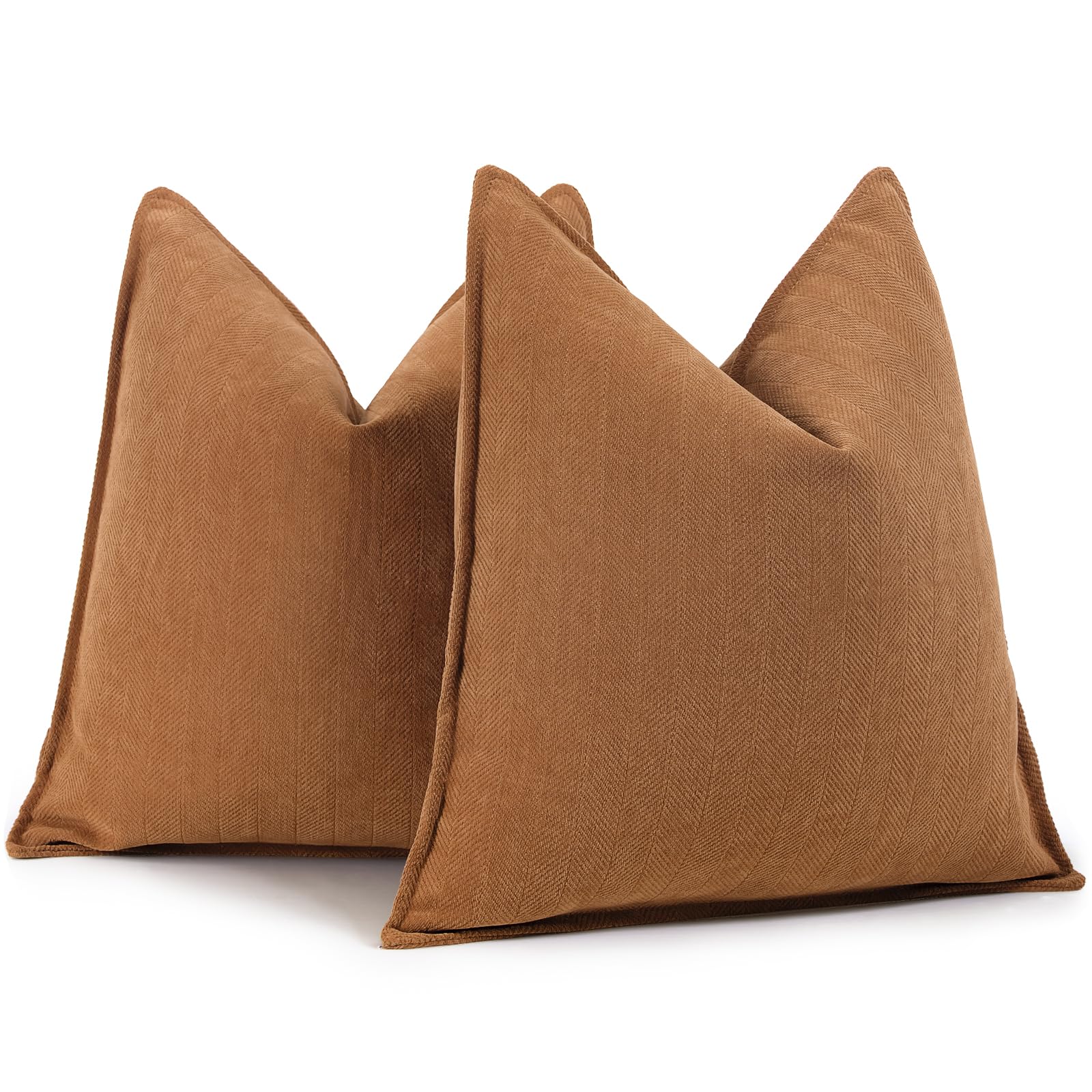 Zwjd Orange Pillow Covers 24X24 Set Of 2 Chenille Pillow Covers With Elegant Design Soft And Luxurious Decorative Throw Pillows