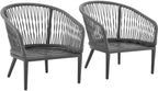 Crosley Furniture Dover 2-Piece Indoor Outdoor Chair Set, Patio Chairs for Conversation, Porch, Deck, Matte Black with Charcoal Cushions