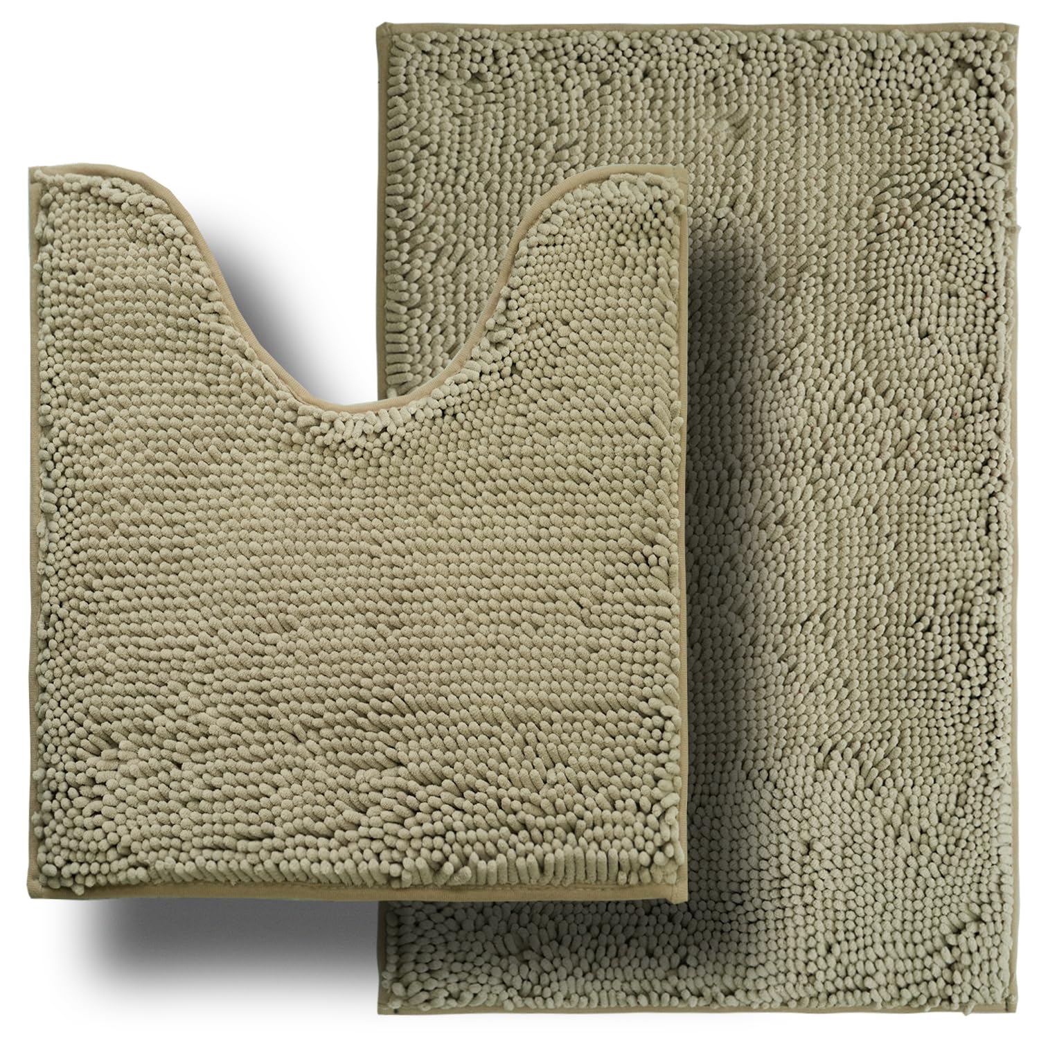 BOANKODU Bathroom Rugs Sets 2 Piece, Ultra Soft Absorbent Bath mat Chenille Bathroom Rug, Antiskid Bath mats Washable Bathroom m