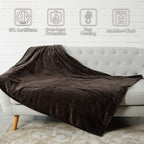 Tefici Electric Heated Blanket Throw, Super Cozy Soft 2-Layer Flannel 50'' X 60'' Heated Throw With 3 Heating Levels & 4 Hours A