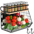 Uninol home Magnetic Shelf for Fridge with Wood Lid, Large Container Magnetic Spice Rack for Refrigerator,Fruit Potato and Onion
