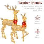 Best Choice Products Gold Lighted Christmas Deer Family Set 5Ft Outdoor Yard Decoration with 360 LED Lights