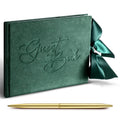 Panelee Wedding Guest Book with Pen Green Velvet Reception 144 Page Sign in Book Wedding Memory Papers Elegant Guestbook for Bri