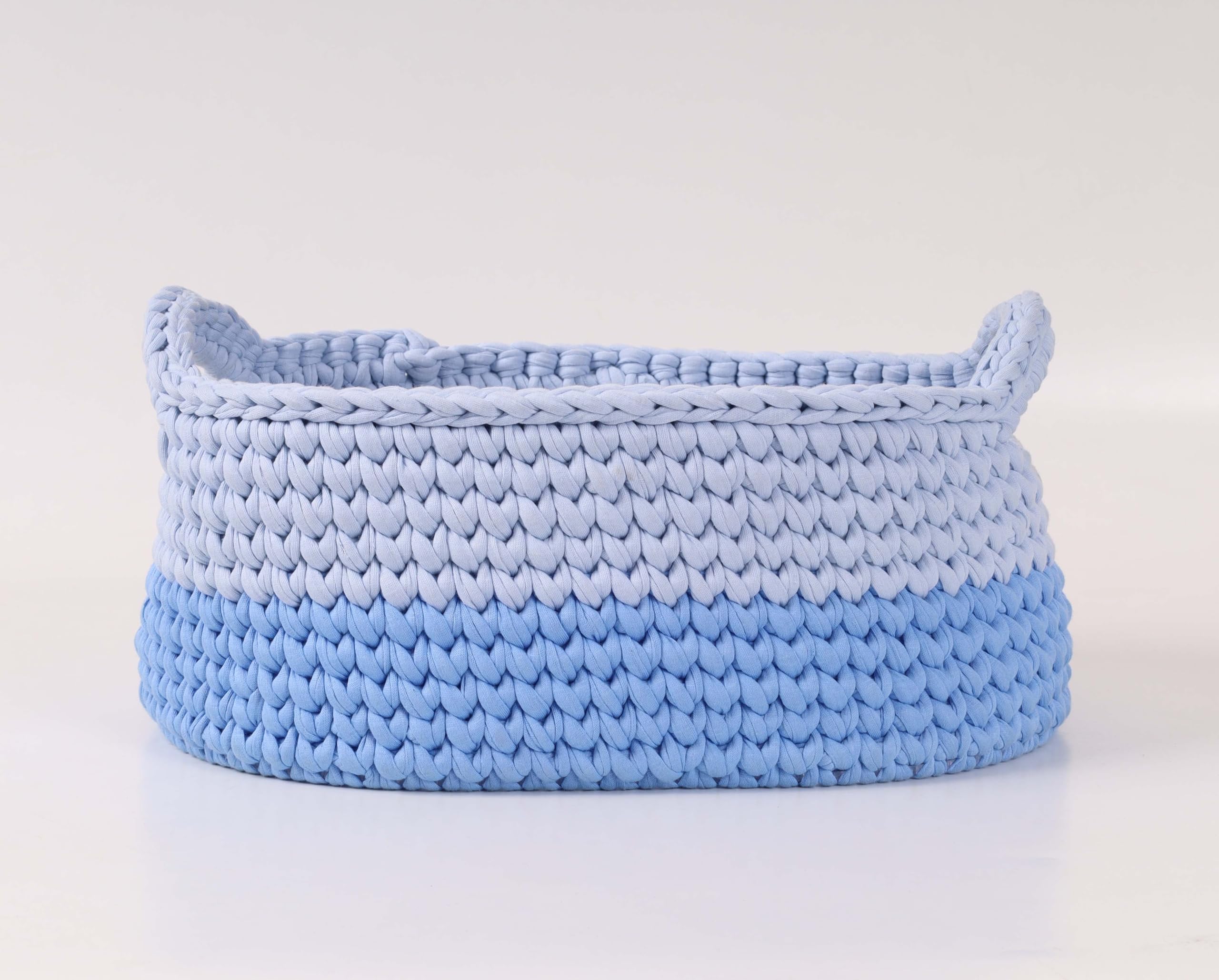 Handmade Cotton Rope Woven Storage Basket With Handles