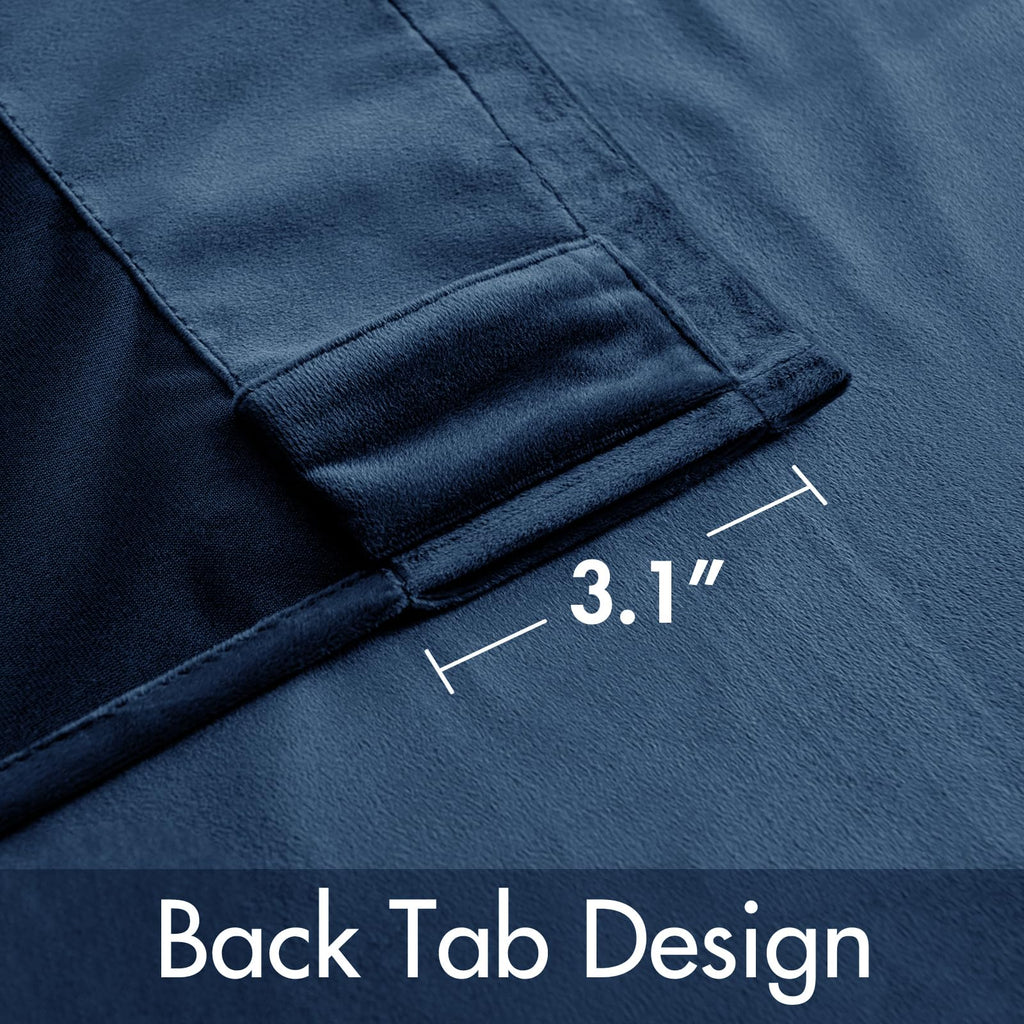 Miulee Velvet Curtains 108 Inches - Luxury Blackout Curtains For Bedroom Living Room Thermal Insulated Super Soft Window Drapes Rod Pocket & Back Tab, Navy Blue, W52 X L108 Inches, 2 Panels