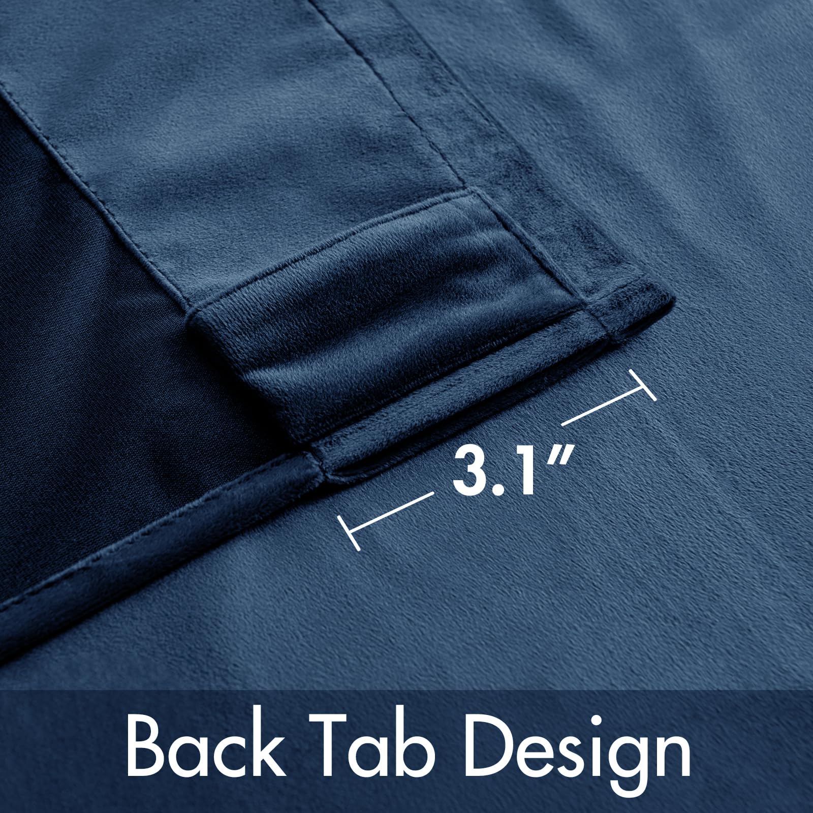 Miulee Velvet Curtains 108 Inches - Luxury Blackout Curtains For Bedroom Living Room Thermal Insulated Super Soft Window Drapes Rod Pocket & Back Tab, Navy Blue, W52 X L108 Inches, 2 Panels