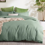 Bedsure Sage Green Duvet Cover California King Size - Soft Double Brushed Duvet Cover For Kids With Zipper Closure, 3 Pieces, In