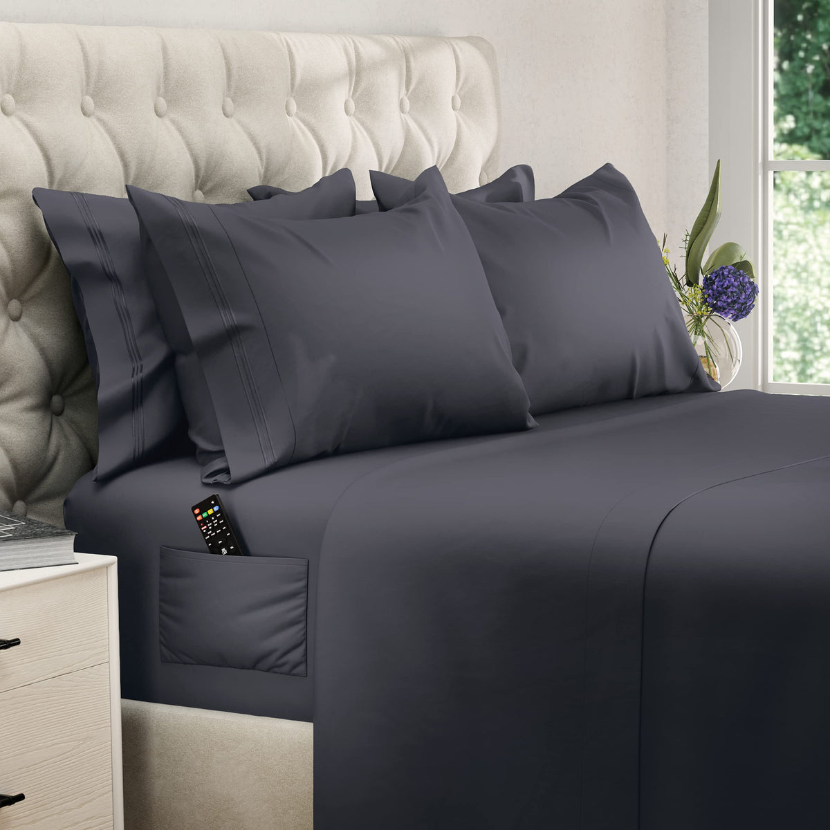 Dreamcare King Sheets - Cooling Bed Sheets - 6Pcs Set - King Size Sheets Set - King Sheet Set - King Size Sheets Soft & Long Las
