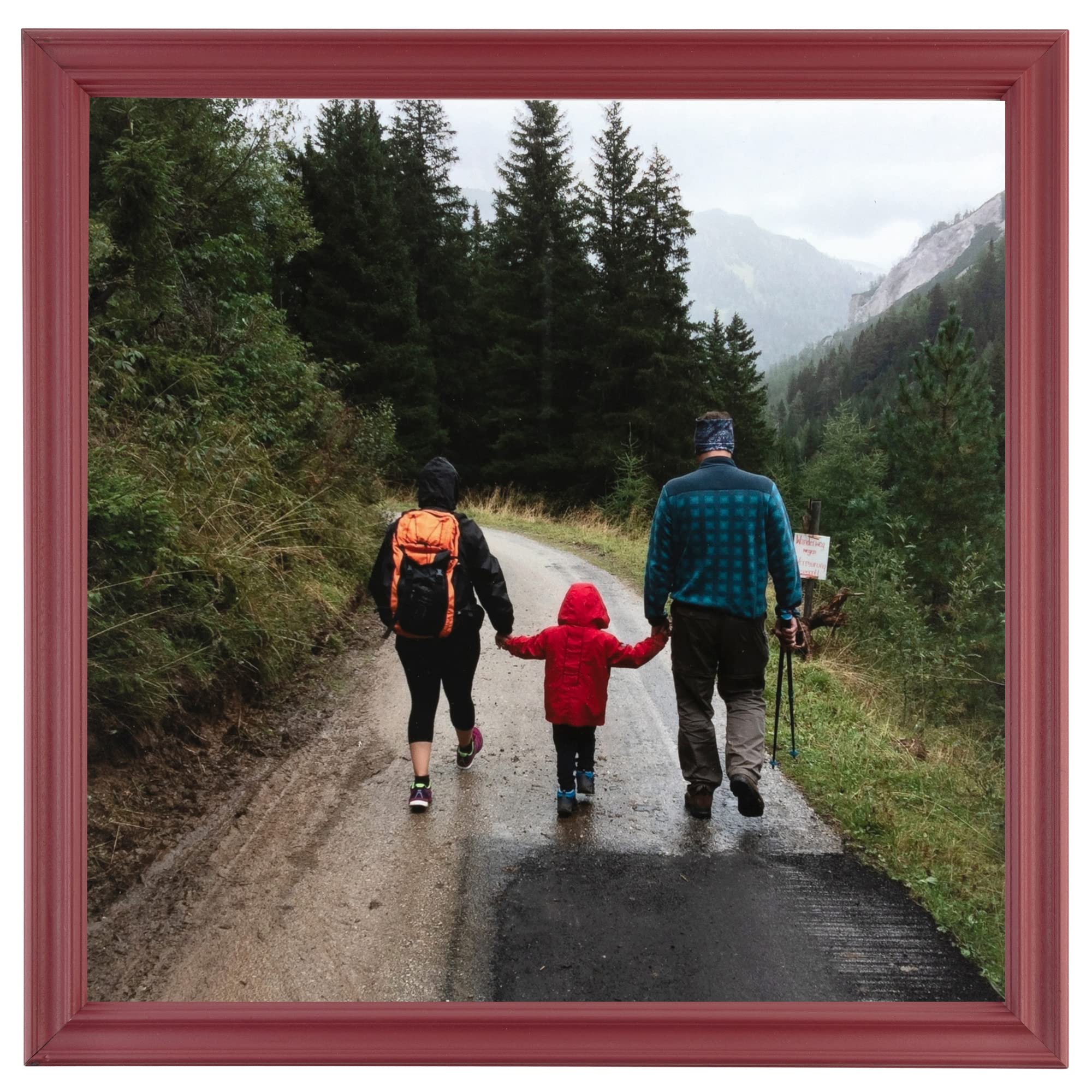 ArtToFrames 8x8 Inch Red Picture Frame, This 1.00 Inch Custom Wood Poster Frame is Red - Comes with Foam Backing 3/16 inch and R