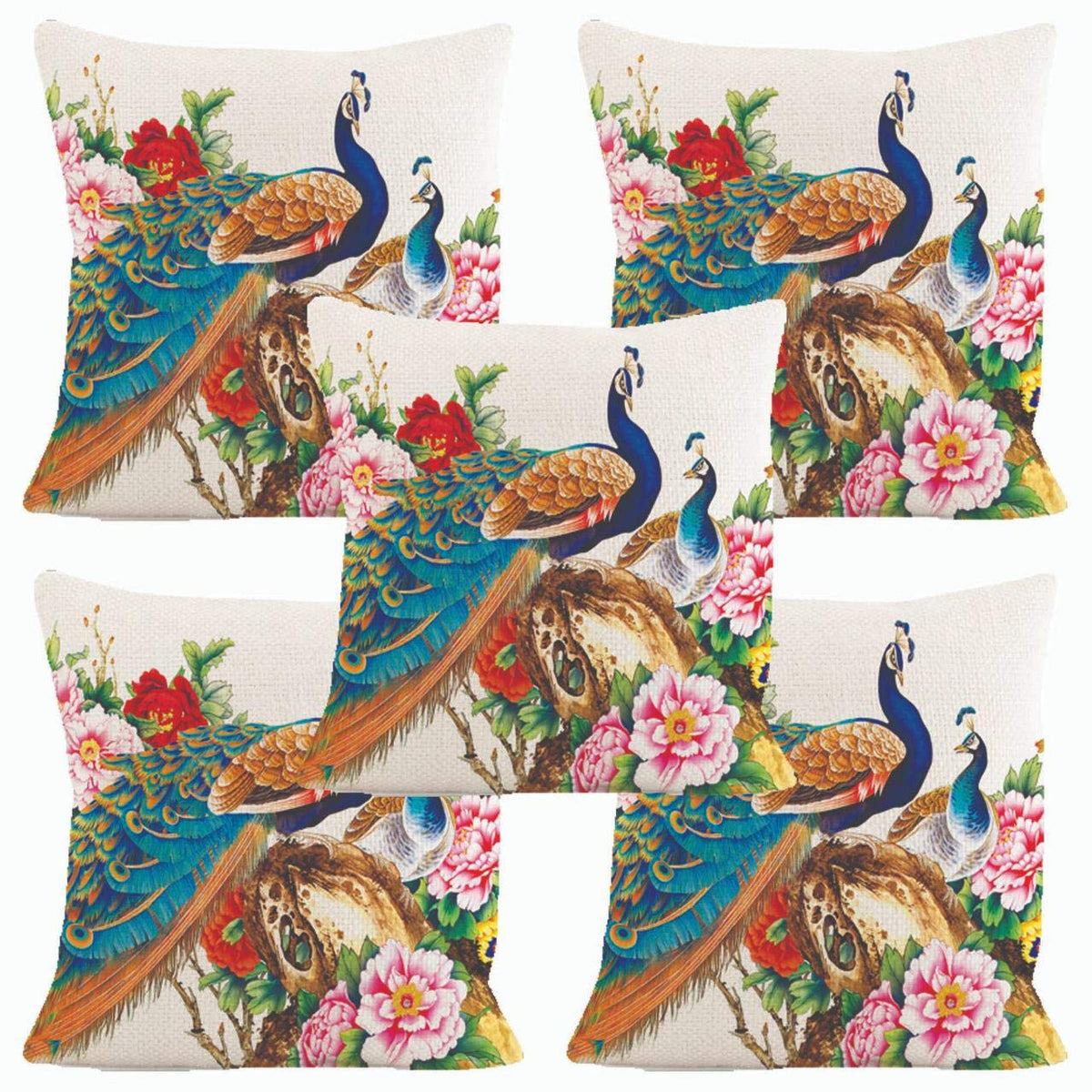Ekeffy Cotton Cushion Cover Set Of 5 Pieces (Multi21)