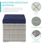 Best Choice Products Set Of 2 Wicker Ottomans, Multipurpose Outdoor Furniture For Patio, Backyard, Additional Seating, Footrest, Side Table W/Storage, Removable Cushions - Gray/Navy