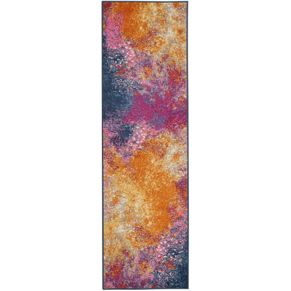 Nourison Passion Sunburst 2'2'' x 10' Area-Rug, Modern, Abstract, Easy-Cleaning, Non Shedding, Bed Room, Living Room, Dining Roo