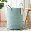 MOJOSCEND Cotton Rope Laundry Hamper Basket, 15Dx20H inches Tall Woven Laundry Basket, Large Clothes Hamper for Bedroom